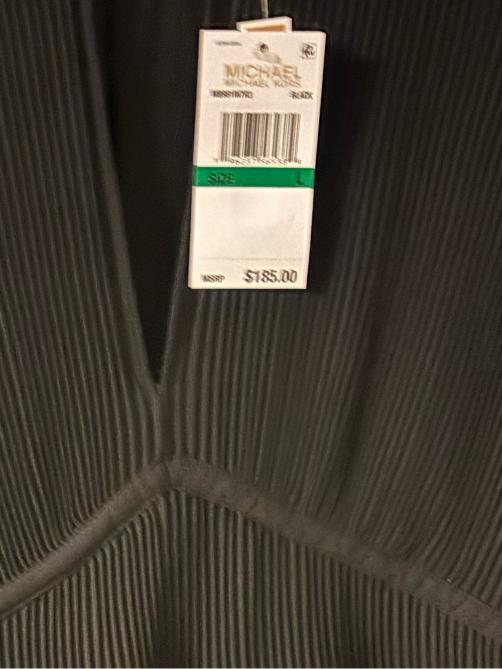 Michael Kors Black Pleated Long-Sleeve Dress with Keyhole
